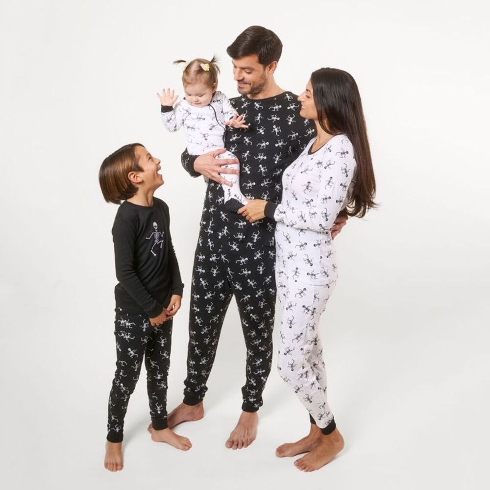 LEVERET -  Mens Two Piece Cotton Halloween Pajamas Sk Skeleton